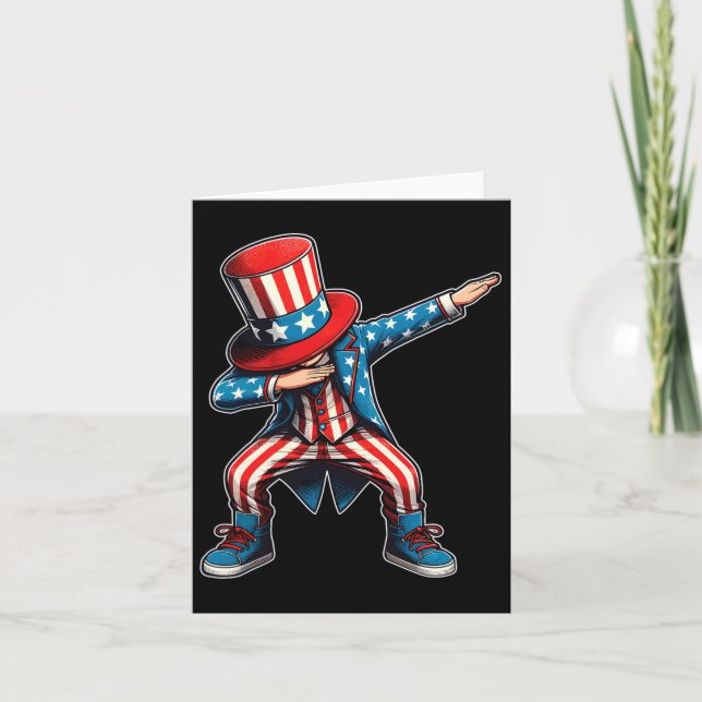 Carte Dabbing Boy American Flag Us 4 juillet patriotique (Devant)