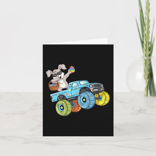 Carte Dabbing Bunny Joyeux Monster de Pâques Camion Garç (Devant)