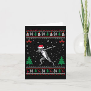 Carte Dabbing Greyhound Chien Santa Hat Garçons Filles E