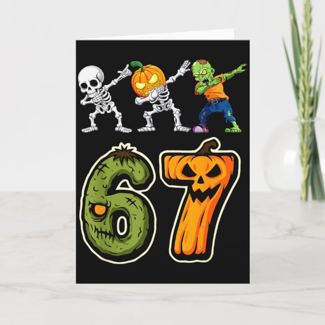 Carte Dabbing Halloween Boys Six Seven 67 Meme Funny Kid (Devant)