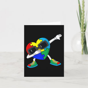 Carte Dabbing Heart Puzzle Pièces Autisme Dab Garçons Fi