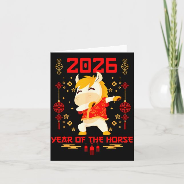 Carte Dabbing Horse Chinese New Year Of The Horse2026  (Devant)
