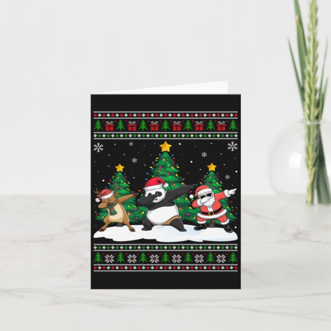 Carte Dabbing Santa Reindeer Panda Tree Lights Ugly Xmas (Devant)