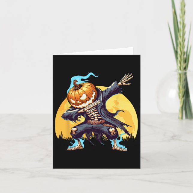 Carte Dabbing Skeleton Citrouille sans tête Dab Dance Bo (Devant)