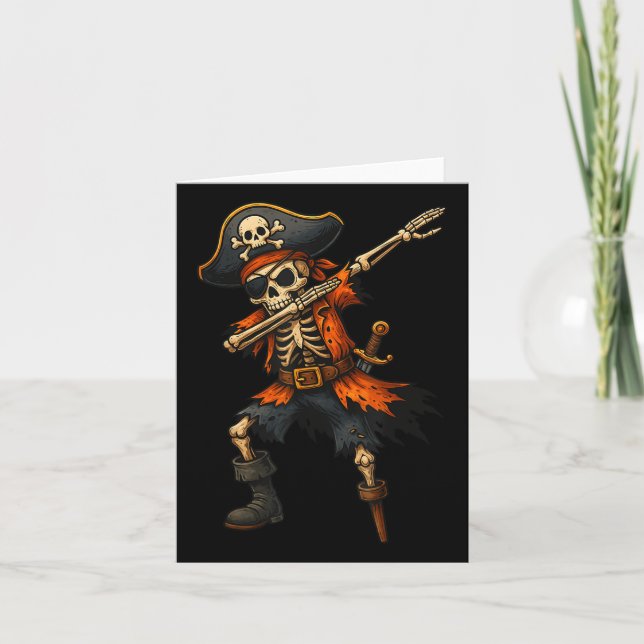 Carte Dabbing Skeleton Pirate Halloween Costume pour enf (Devant)