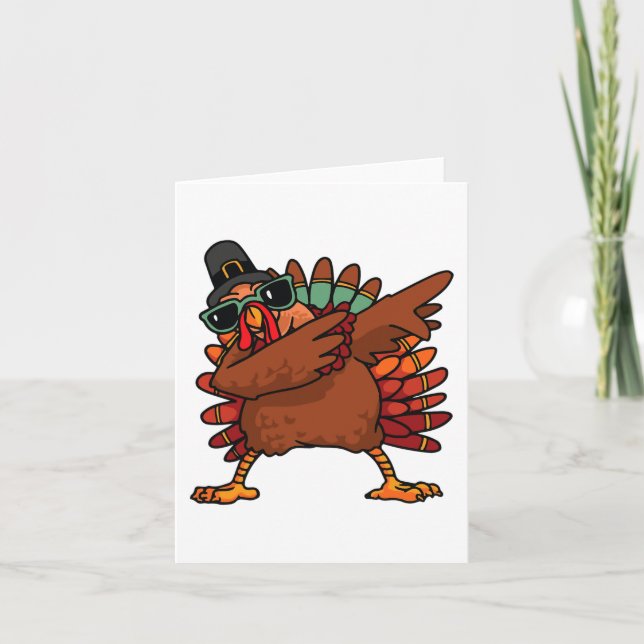 Carte Dabbing Turquie Thanksgiving Day Pilgrim Boys Girl (Devant)