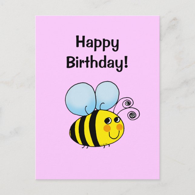 Carte d'abeille d'anniversaire mignonne - Style à  (Devant)