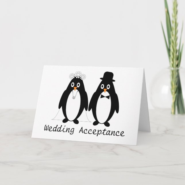 Carte d'acceptation du Mariage de pingouin (Devant)