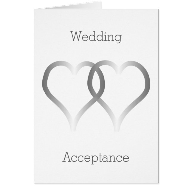Carte d'acceptation mariage Coeurs d'argent (Devant)