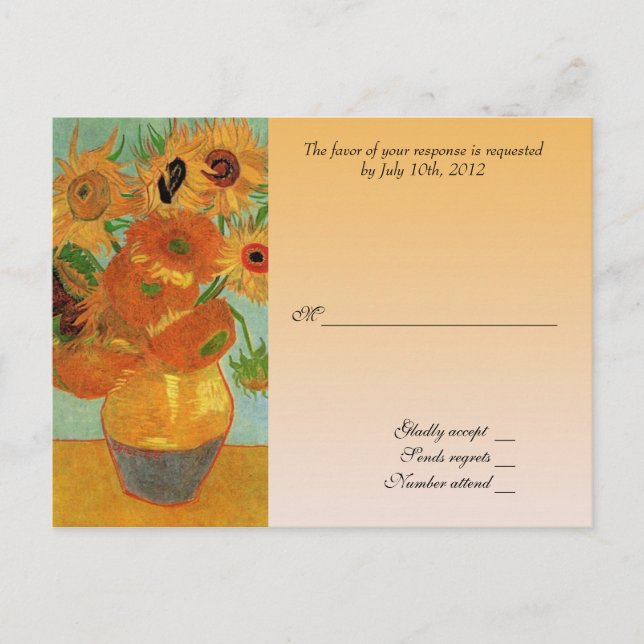Carte d'acceptation mariage RSVP, fleurs de soleil (Devant)