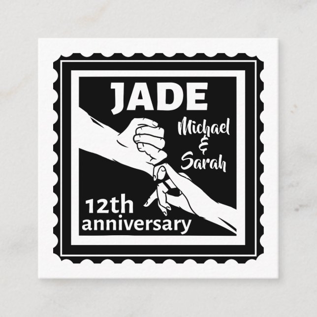 Carte D'accompagnement 12e anniversaire mariage traditionnel Jade (Devant)
