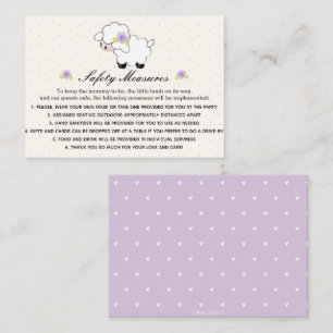 Carte D'accompagnement 19 Mesures de sécurité Baby shower d'agneau mauve
