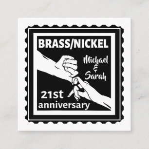 Carte D'accompagnement 21e anniversaire mariage laiton traditionnel nicke