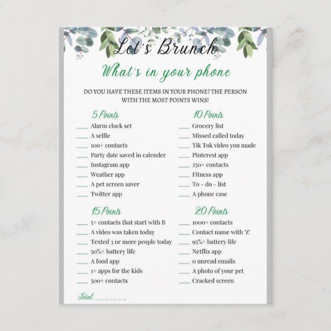 Carte D'accompagnement 2 en 1 Jeu de douche à brunch nuptial (Devant)