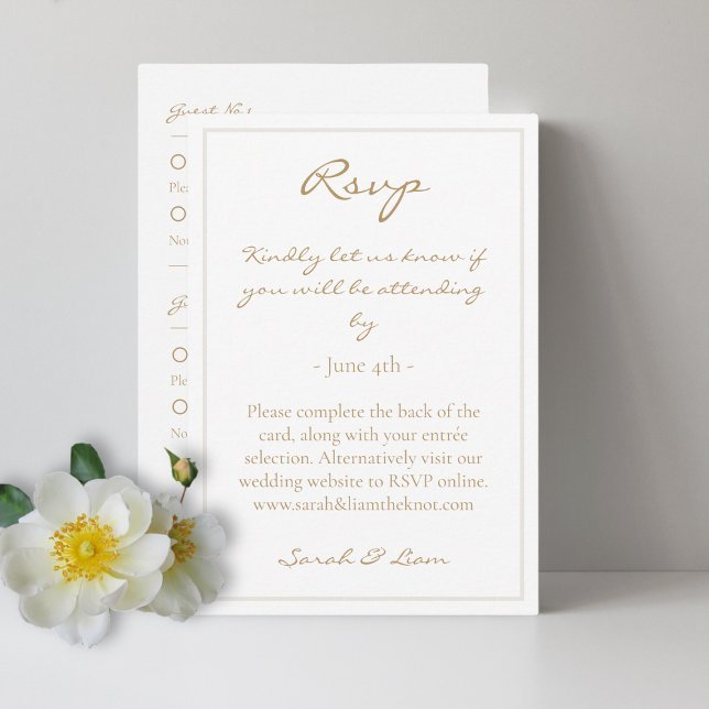 Carte D'accompagnement 2 Invités Chaud Doré Mariage Réponse (Créateur téléchargé)