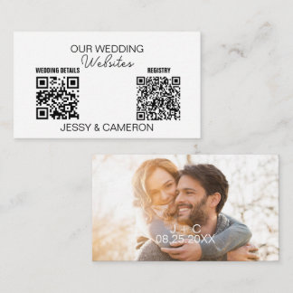 Carte D'accompagnement 2 QR Codes Mariage Site Web Mariage Registre Photo