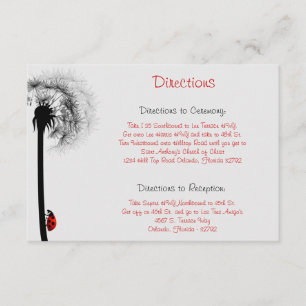 Carte D'accompagnement 3.5 x 5 Direction Card Lady Bug sur Dandelion Red