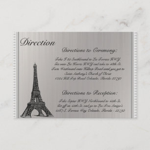Carte D'accompagnement 3,5 x 5 Direction Tour Eiffel Noir