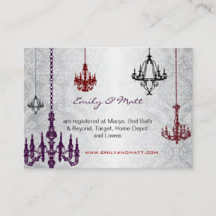 Carte D'accompagnement 3 lustres en argent rouge et noir Mariage damassé