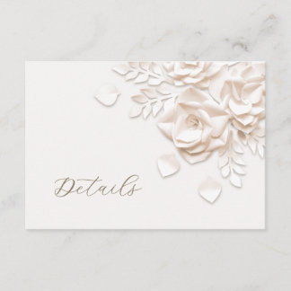 Carte D'accompagnement 3D Faux Paper Cut Roses Wedding Details