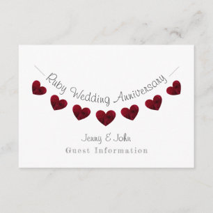 Carte D'accompagnement 40ème anniversaire de la fête du Mariage Ruby / dé