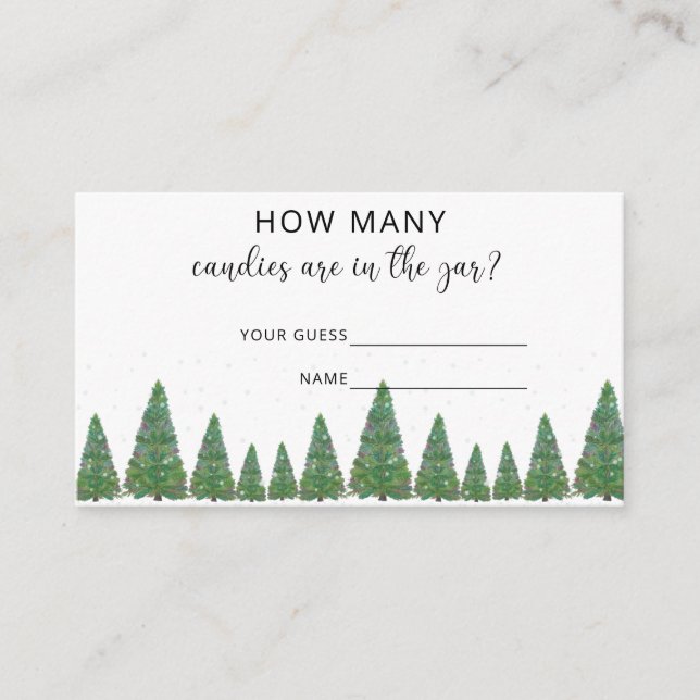 Carte D'accompagnement À feuillage persistant deviner combien de bonbons (Devant)