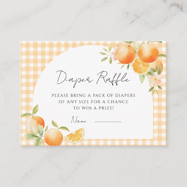 Carte D'accompagnement A Little Cutie Orange Gingham Citrus baby shower   (Devant)