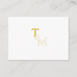 Carte d'accompagnement à monogramme initial or élé