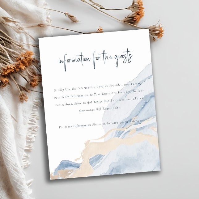 Carte D'accompagnement Abstrait Blue Beige Coastal Beach Wedding Détail (Créateur téléchargé)