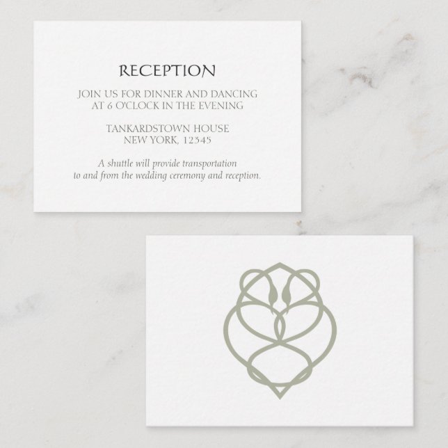 Carte D'accompagnement Accueil Celtique Irlandais Swan Love Knot Mariage (Devant / Derrière)