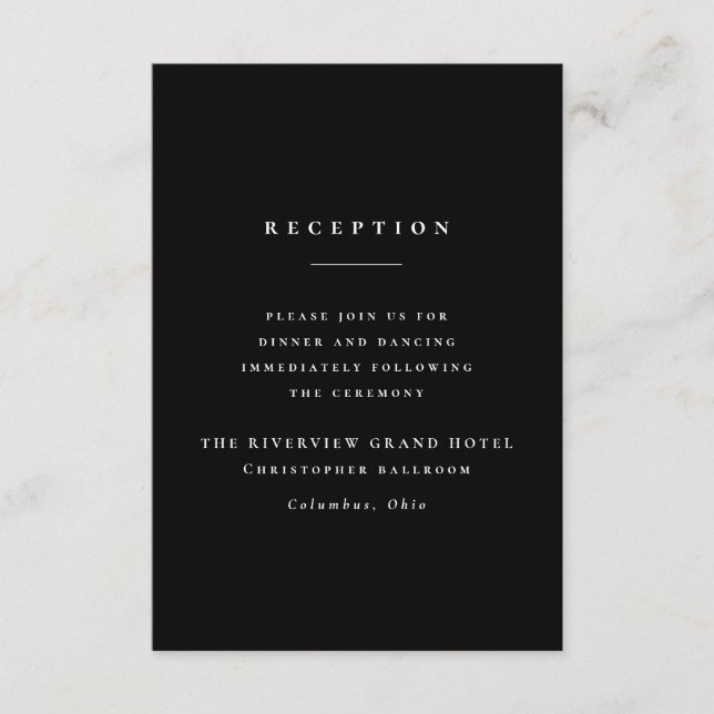 Carte D'accompagnement Accueil de mariage noir classique (Devant)