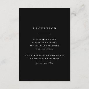 Carte D'accompagnement Accueil de mariage noir classique