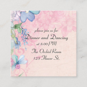 Carte D'accompagnement Accueil Floral rose et bleu Aquarelle Fleurs