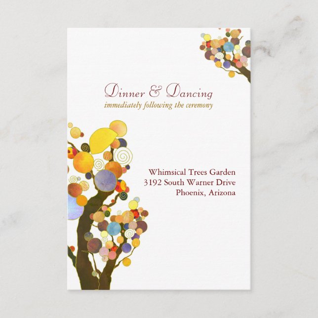 Carte D'accompagnement Accueil Mariage Blanc Arbres Uniques (Devant)