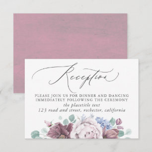 Carte D'accompagnement Accueil mariage bleu mauve et Dusty