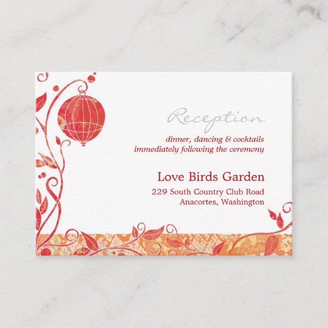 Carte D'accompagnement Accueil Mariage Chic Bird Cage (Devant)