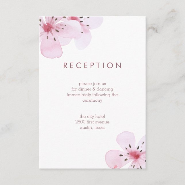 Carte D'accompagnement Accueil Mariage Chic Cerisier Fleurs De Cerisier (Devant)
