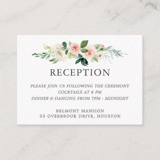 Carte D'accompagnement Accueil Mariage Floral Aquarelle Bleue (Devant)