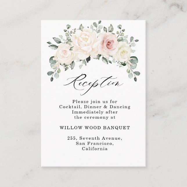 Carte D'accompagnement Accueil Mariage Floral Blush Champagne Ivoire (Devant)