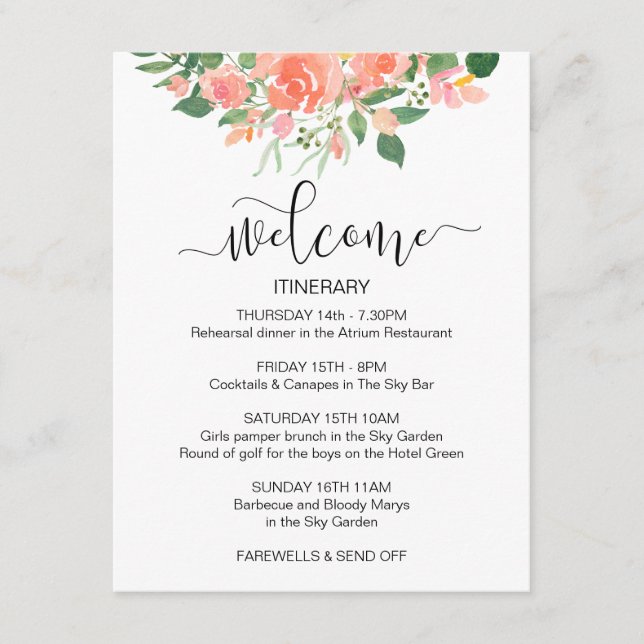 Carte D'accompagnement Accueil Mariage rose pâle Bienvenue (Devant)