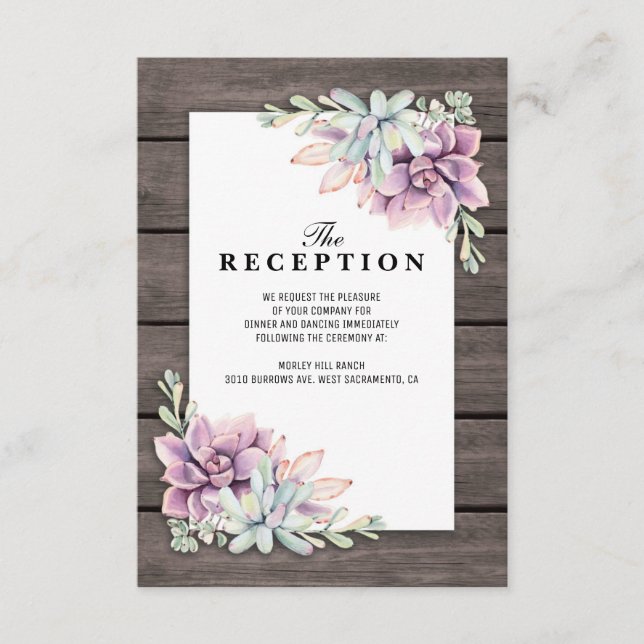 Carte D'accompagnement Accueil Mariage Rustique Succulent Floral (Devant)