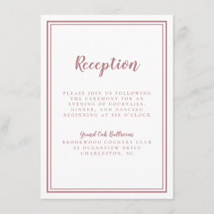Carte D'accompagnement Accueil Rose Dusty Simple Cadre Blanc