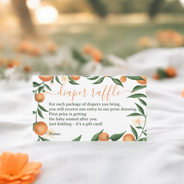 Carte D'accompagnement Acier botanique orange cutie diaper tombole (Botanical citrus orange cutie diaper raffle enclosure card)