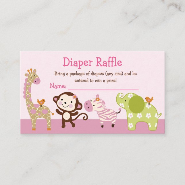 Carte D'accompagnement Adorable Jungle Girl Animaux Déchets Raffle Billet (Devant)