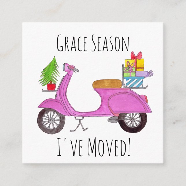Carte D'accompagnement Adresse Faire-part, scooter de Noël et cadeaux (Devant)