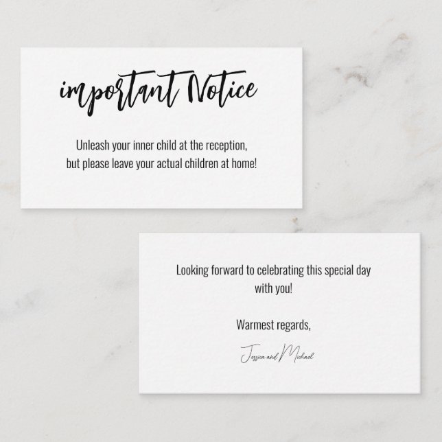Carte D'accompagnement Adulte seulement ! 💍 Minimaliste Élégant (Devant / Derrière)