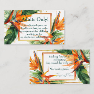 Carte D'accompagnement Adultes uniquement! Oiseaux de Paradise Bliss