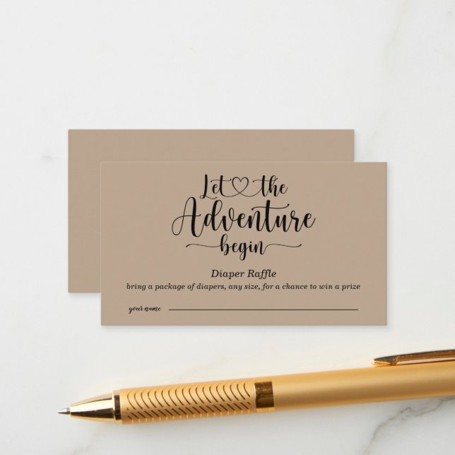 Carte D'accompagnement Adventure Await Ours Kraft Baby Diaper Raffle En (Devant/Arrière en situation)
