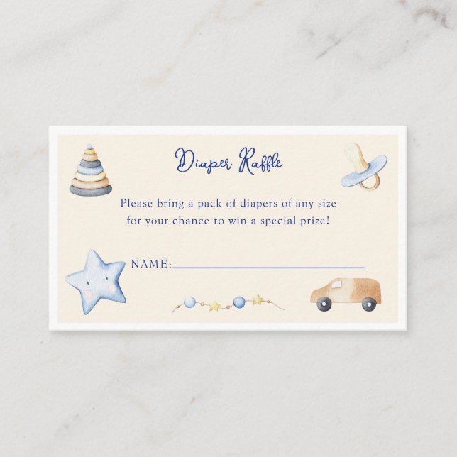 Carte D'accompagnement Adventure Boy Baby Toy Baby shower Déchets Raffle (Devant)