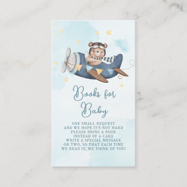 Carte D'accompagnement Adventure Cute Bear Blue Plane Livres pour bébé (Devant)